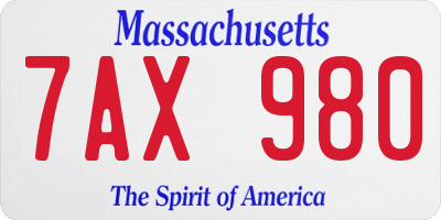 MA license plate 7AX980