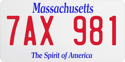 MA license plate 7AX981