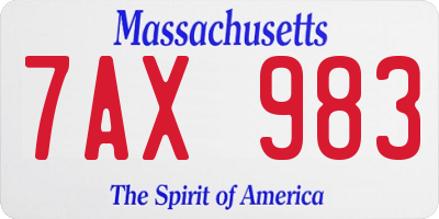 MA license plate 7AX983