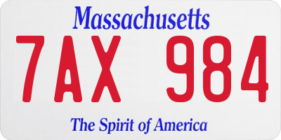 MA license plate 7AX984