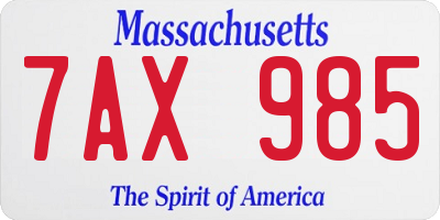 MA license plate 7AX985