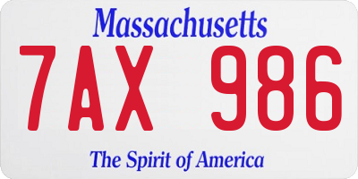 MA license plate 7AX986