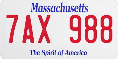 MA license plate 7AX988