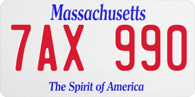 MA license plate 7AX990