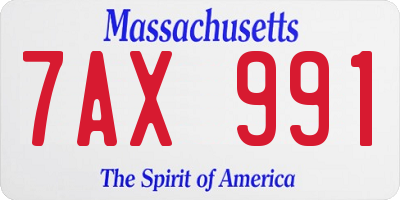 MA license plate 7AX991