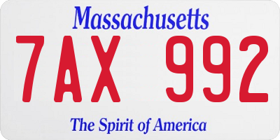 MA license plate 7AX992