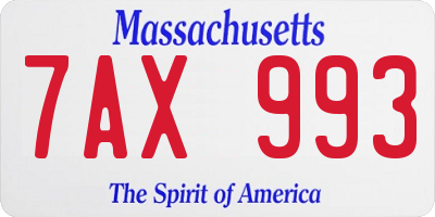 MA license plate 7AX993
