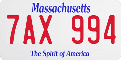 MA license plate 7AX994