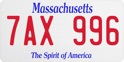 MA license plate 7AX996
