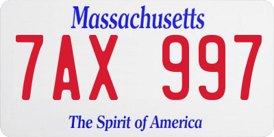 MA license plate 7AX997