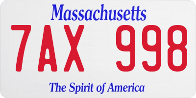 MA license plate 7AX998