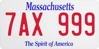 MA license plate 7AX999