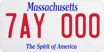 MA license plate 7AY000