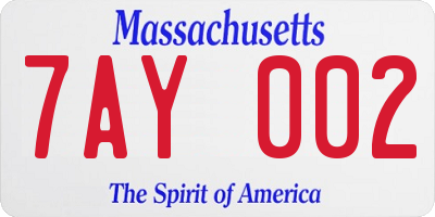 MA license plate 7AY002