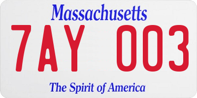 MA license plate 7AY003