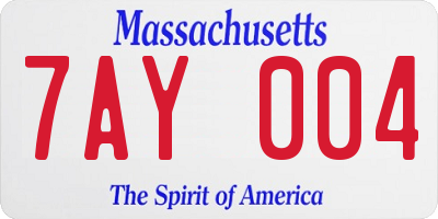 MA license plate 7AY004