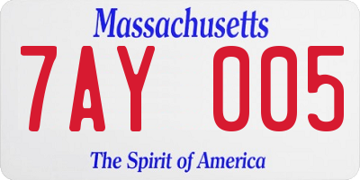 MA license plate 7AY005