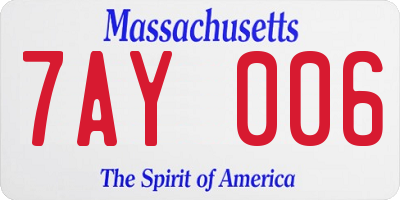 MA license plate 7AY006