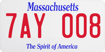 MA license plate 7AY008