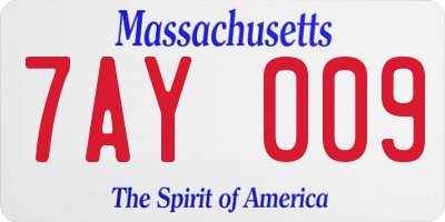 MA license plate 7AY009