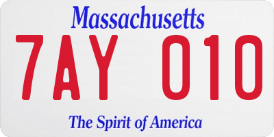 MA license plate 7AY010