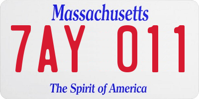 MA license plate 7AY011