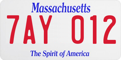 MA license plate 7AY012