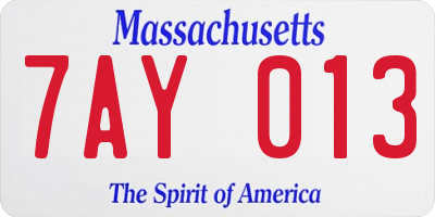 MA license plate 7AY013