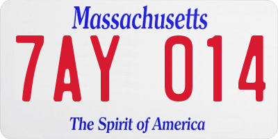 MA license plate 7AY014