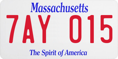 MA license plate 7AY015