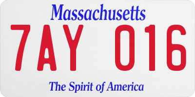 MA license plate 7AY016