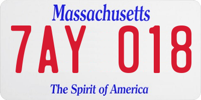 MA license plate 7AY018