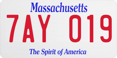 MA license plate 7AY019