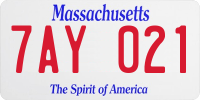 MA license plate 7AY021