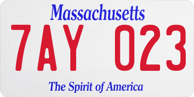 MA license plate 7AY023