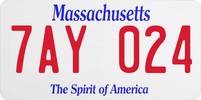 MA license plate 7AY024