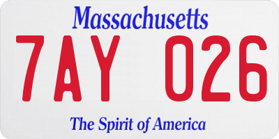 MA license plate 7AY026