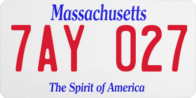 MA license plate 7AY027