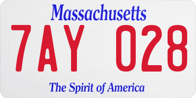 MA license plate 7AY028