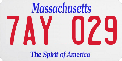 MA license plate 7AY029