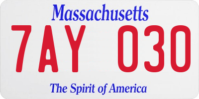 MA license plate 7AY030