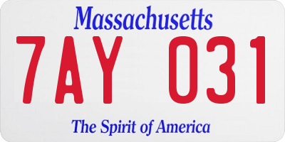 MA license plate 7AY031