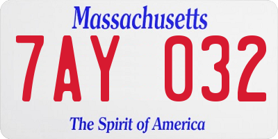 MA license plate 7AY032