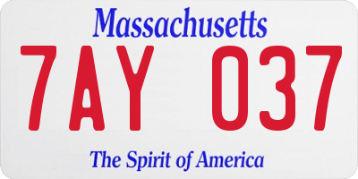 MA license plate 7AY037