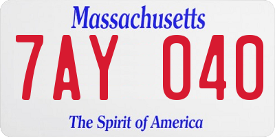 MA license plate 7AY040