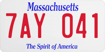 MA license plate 7AY041