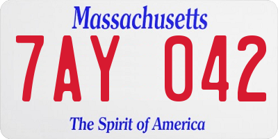MA license plate 7AY042