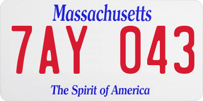 MA license plate 7AY043