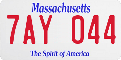 MA license plate 7AY044