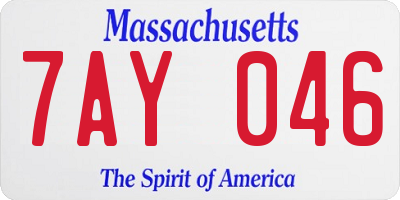 MA license plate 7AY046